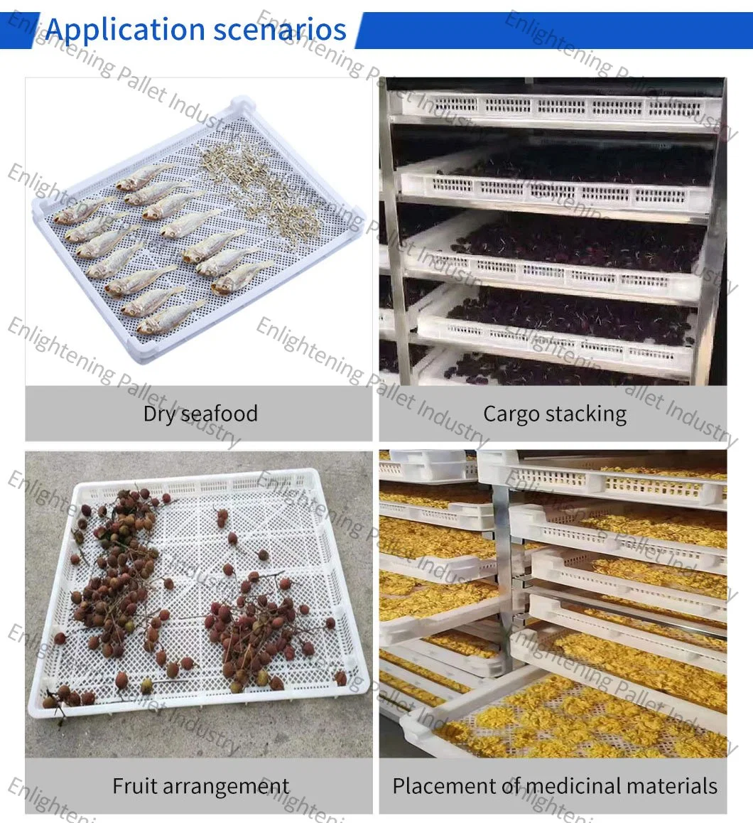 Wholesale 600X800X75mm Cheap Price HDPE Food Grade Stackable Agriculture Drying Plastic Tray for Drying Seafood/Fruits/Vegetables/Soap Pasta/Mushroom/Drugs