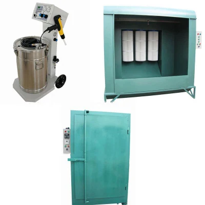 Metal Powder Coating Machine System Package with Electrostatic Powder Coat Gun + Spray Booth + Curing Drying Oven